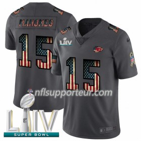Maillot Homme Kansas City Chiefs Patrick Mahomes 15 Nike USA Flag 2018 Salute to Service Super Bowl LIV 2020